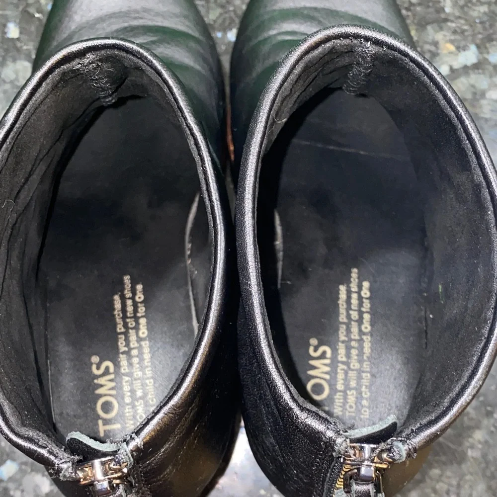 Toms Leila Black Ankle Booties with Brown Heel Size 7 - Picture 5 of 10